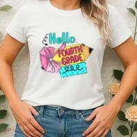 Retro Back To School Hello Fourth Grade Women's T-Shirt thumb 2