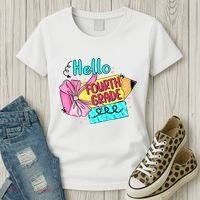 Retro Back To School Hello Fourth Grade Women's T-Shirt thumb 3
