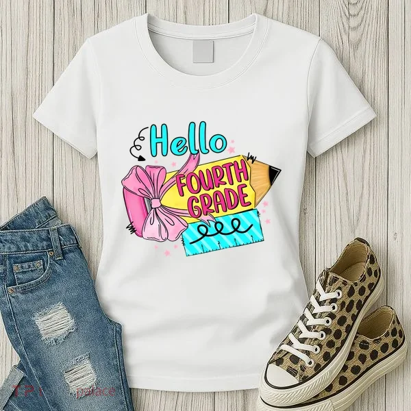 Retro Back To School Hello Fourth Grade Women's T-Shirt