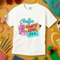 Retro Back To School Hello Fourth Grade Kids T-Shirt thumb 3