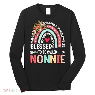 Rainbow Blessed To Be Called Nonnie Leopard Mother's Day Long Sleeve Shirt