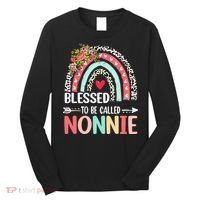 Rainbow Blessed To Be Called Nonnie Leopard Mother's Day Long Sleeve Shirt thumb 0