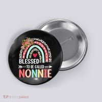 Rainbow Blessed To Be Called Nonnie Leopard Mother's Day Button thumb 0