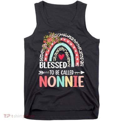 Rainbow Blessed To Be Called Nonnie Leopard Mother's Day Tank Top