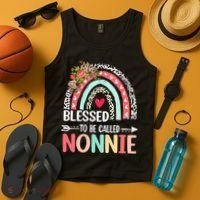 Rainbow Blessed To Be Called Nonnie Leopard Mother's Day Tank Top thumb 4