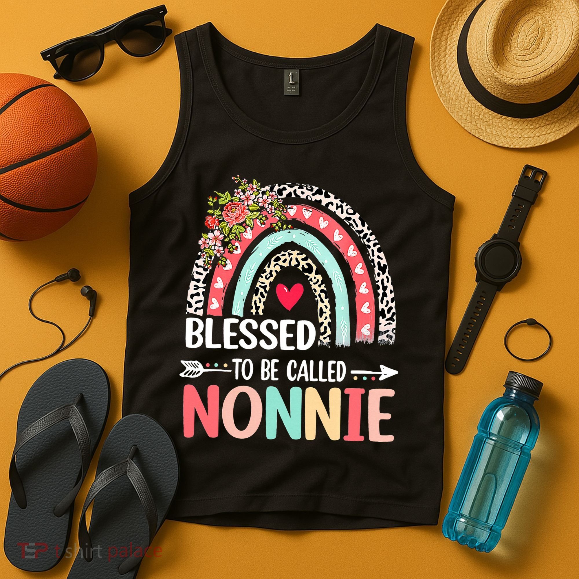 Rainbow Blessed To Be Called Nonnie Leopard Mother's Day Tank Top