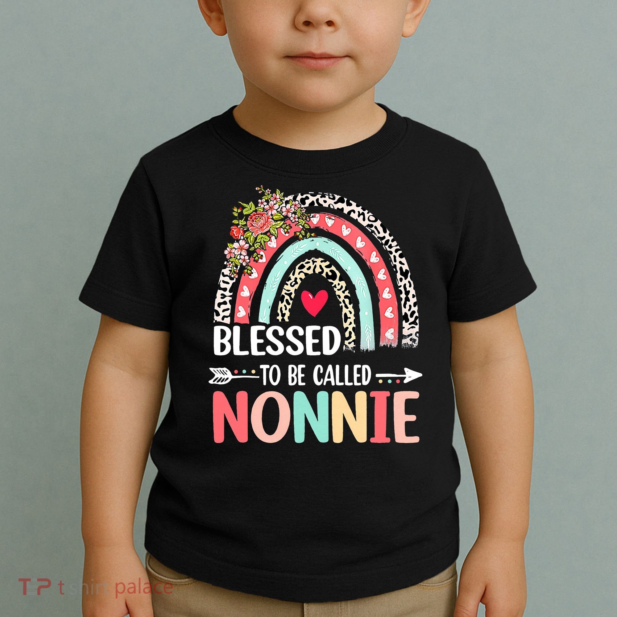 Rainbow Blessed To Be Called Nonnie Leopard Mother's Day Toddler T-Shirt