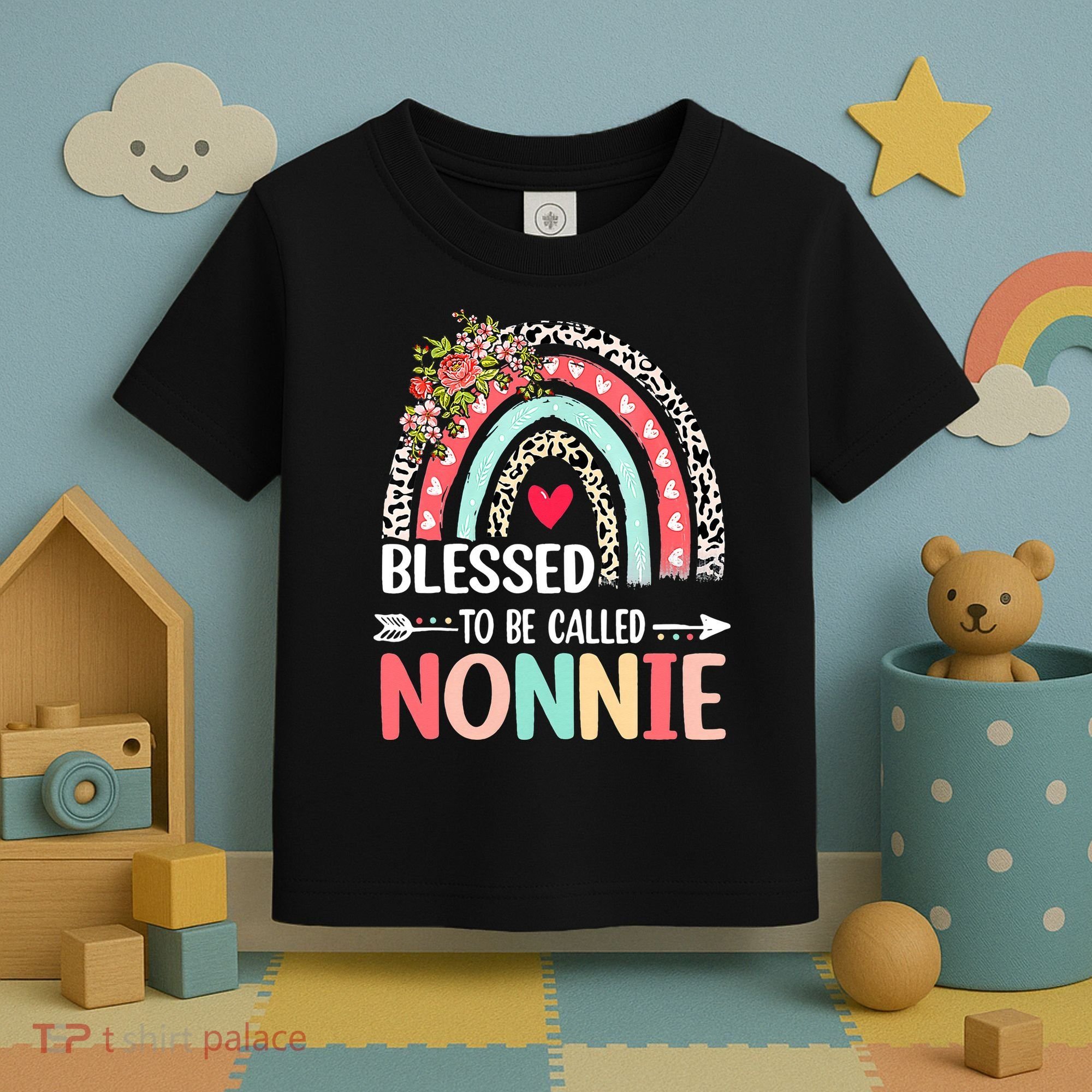 Rainbow Blessed To Be Called Nonnie Leopard Mother's Day Toddler T-Shirt