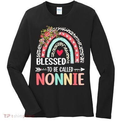 Rainbow Blessed To Be Called Nonnie Leopard Mother's Day Women's Long Sleeve Shirt