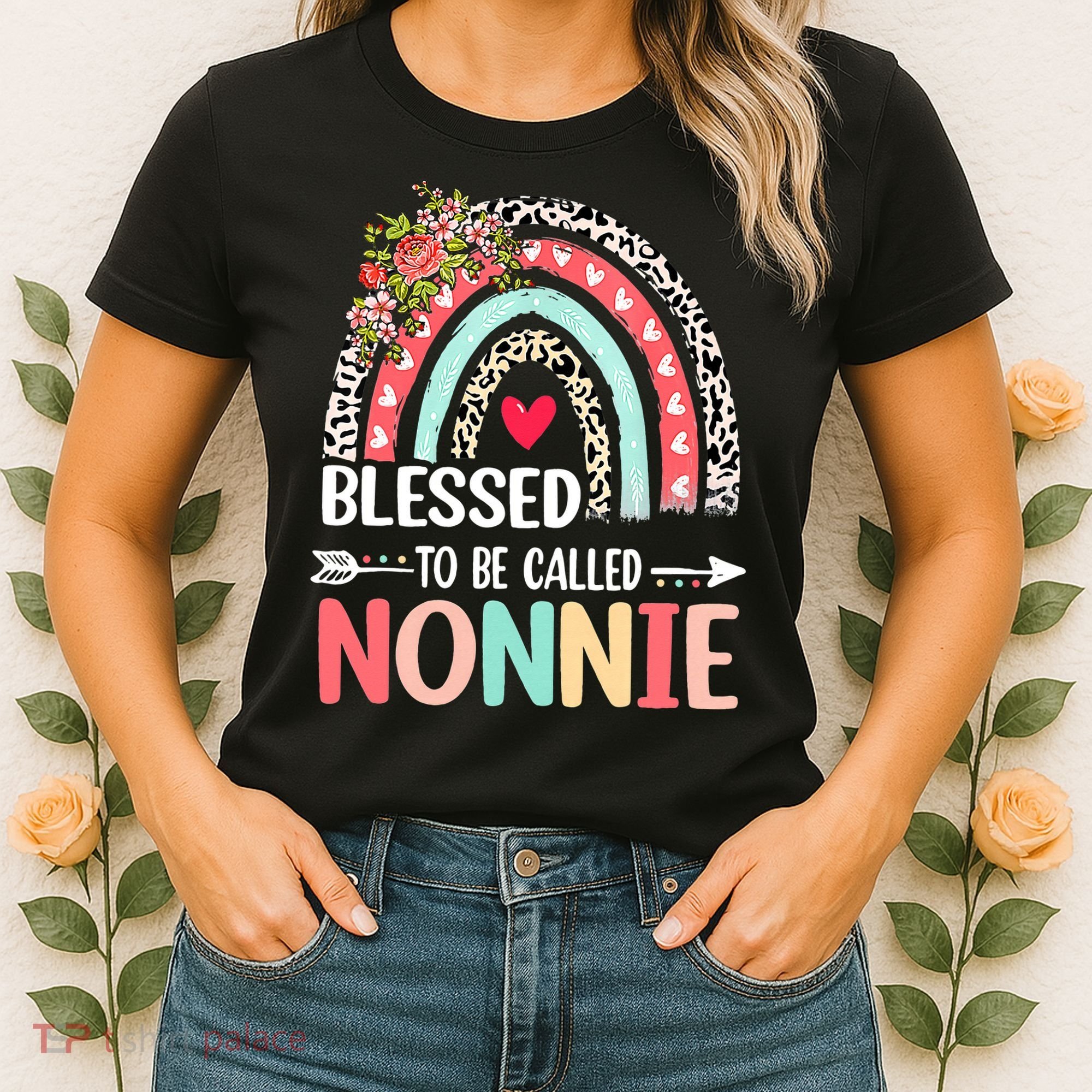 Rainbow Blessed To Be Called Nonnie Leopard Mother's Day Women's T-Shirt
