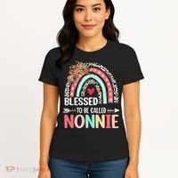 Rainbow Blessed To Be Called Nonnie Leopard Mother's Day Women's T-Shirt thumb 4