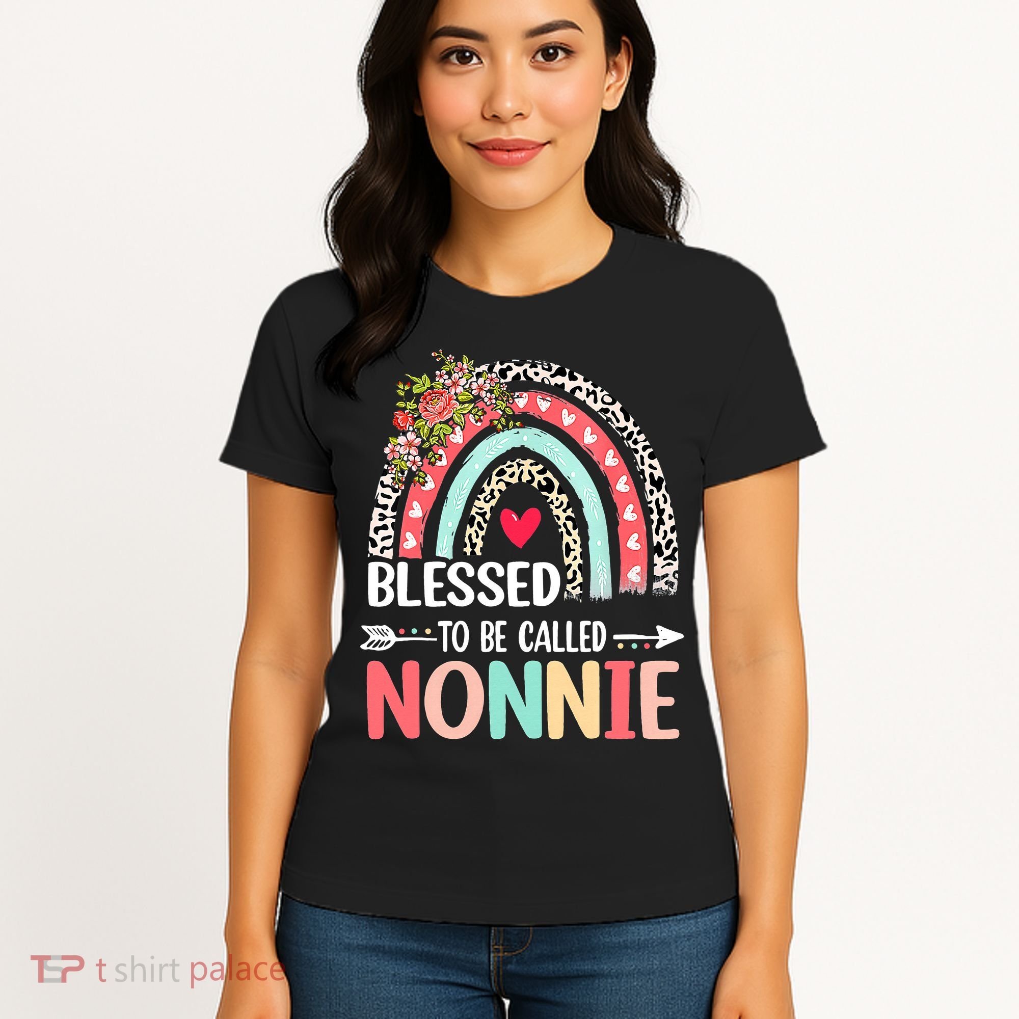 Rainbow Blessed To Be Called Nonnie Leopard Mother's Day Women's T-Shirt