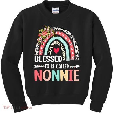 Rainbow Blessed To Be Called Nonnie Leopard Mother's Day Kids Sweatshirt