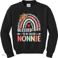 Rainbow Blessed To Be Called Nonnie Leopard Mother's Day Kids Sweatshirt thumb 0