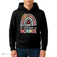 Rainbow Blessed To Be Called Nonnie Leopard Mother's Day Kids Hoodie thumb 4
