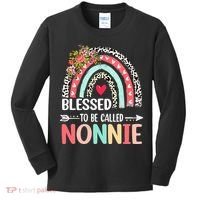 Rainbow Blessed To Be Called Nonnie Leopard Mother's Day Kids Long Sleeve Shirt thumb 0