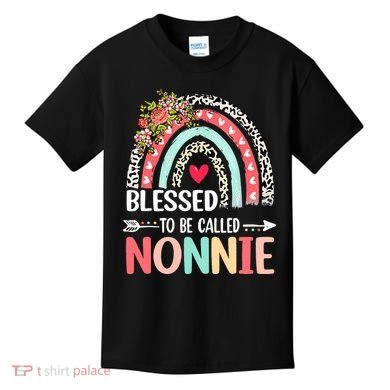 Rainbow Blessed To Be Called Nonnie Leopard Mother's Day Kids T-Shirt