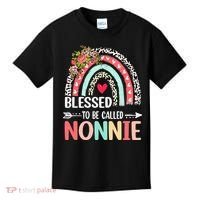 Rainbow Blessed To Be Called Nonnie Leopard Mother's Day Kids T-Shirt thumb 0