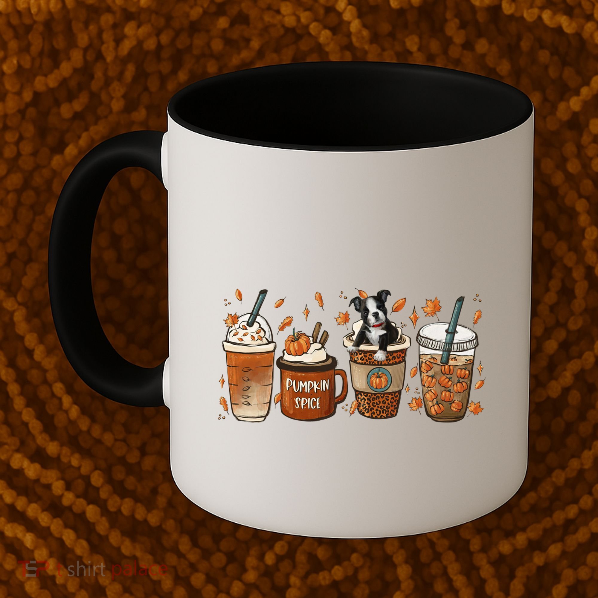 Retro Boston Terriers Lover Pumpkin Spice Coffee Warm Autumn Cool Gift Coffee Mug