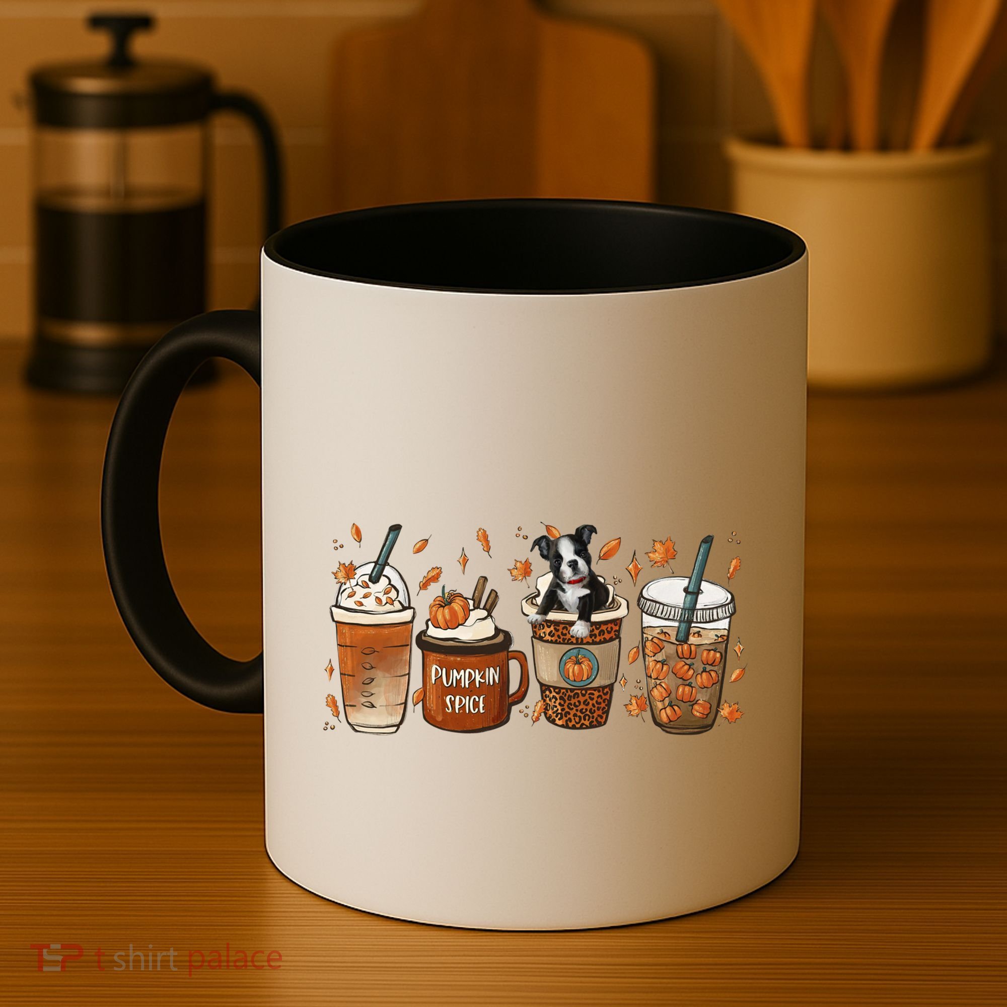 Retro Boston Terriers Lover Pumpkin Spice Coffee Warm Autumn Cool Gift Coffee Mug