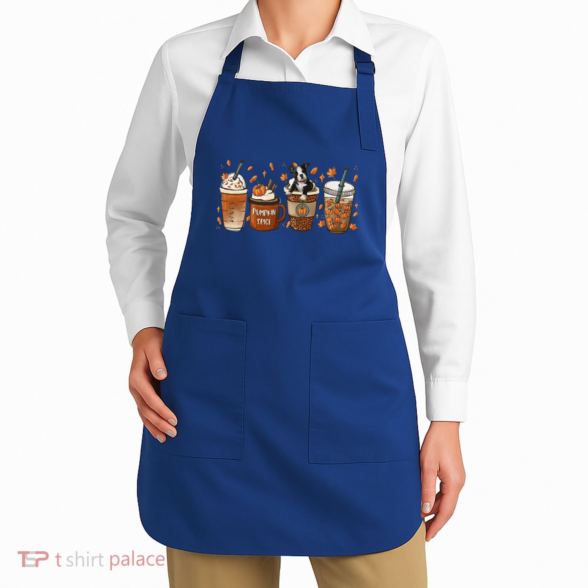 Retro Boston Terriers Lover Pumpkin Spice Coffee Warm Autumn Cool Gift Apron