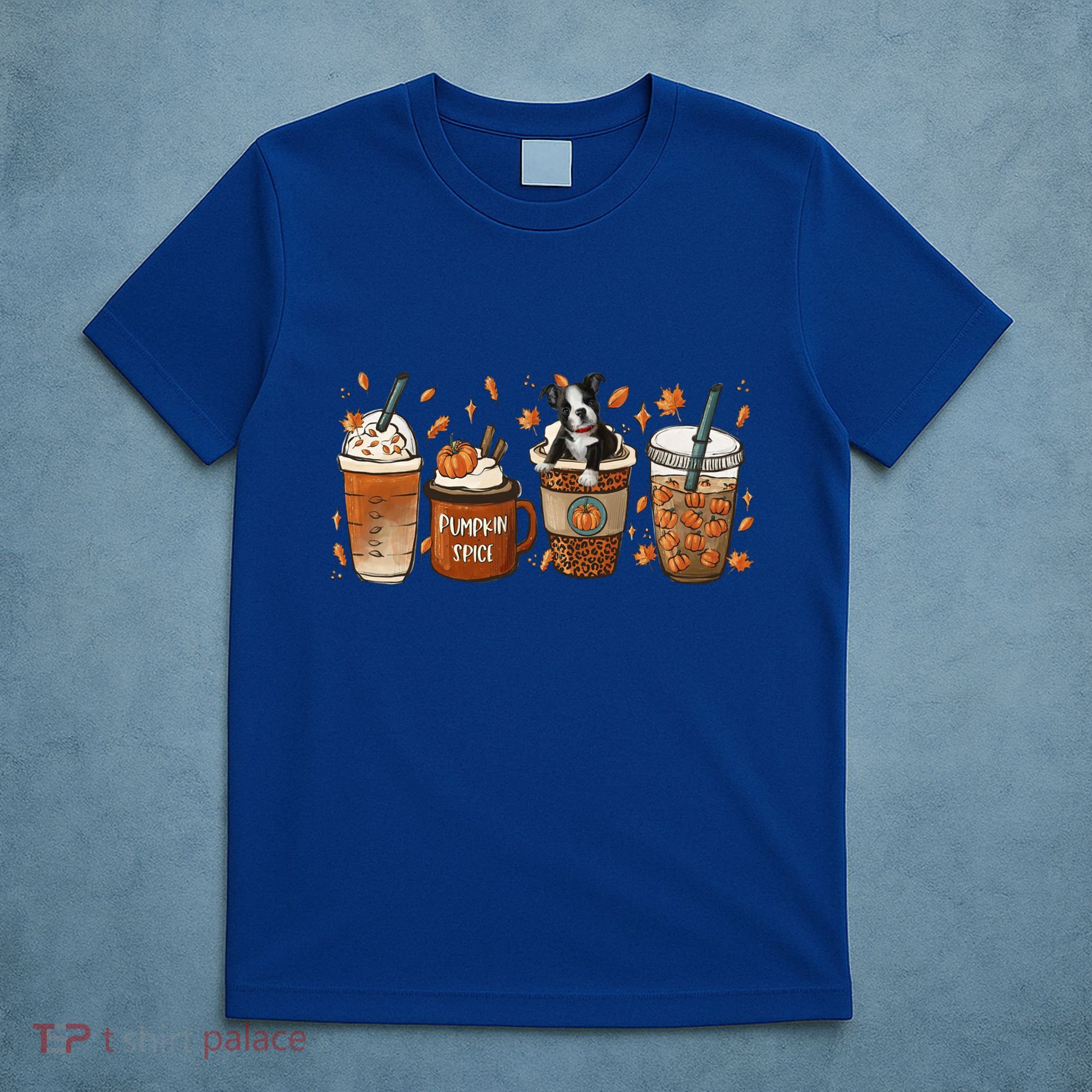 Retro Boston Terriers Lover Pumpkin Spice Coffee Warm Autumn Cool Gift T-Shirt