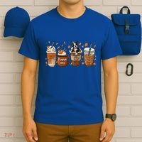 Retro Boston Terriers Lover Pumpkin Spice Coffee Warm Autumn Cool Gift T-Shirt thumb 6