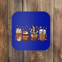 Retro Boston Terriers Lover Pumpkin Spice Coffee Warm Autumn Cool Gift Coaster thumb 0