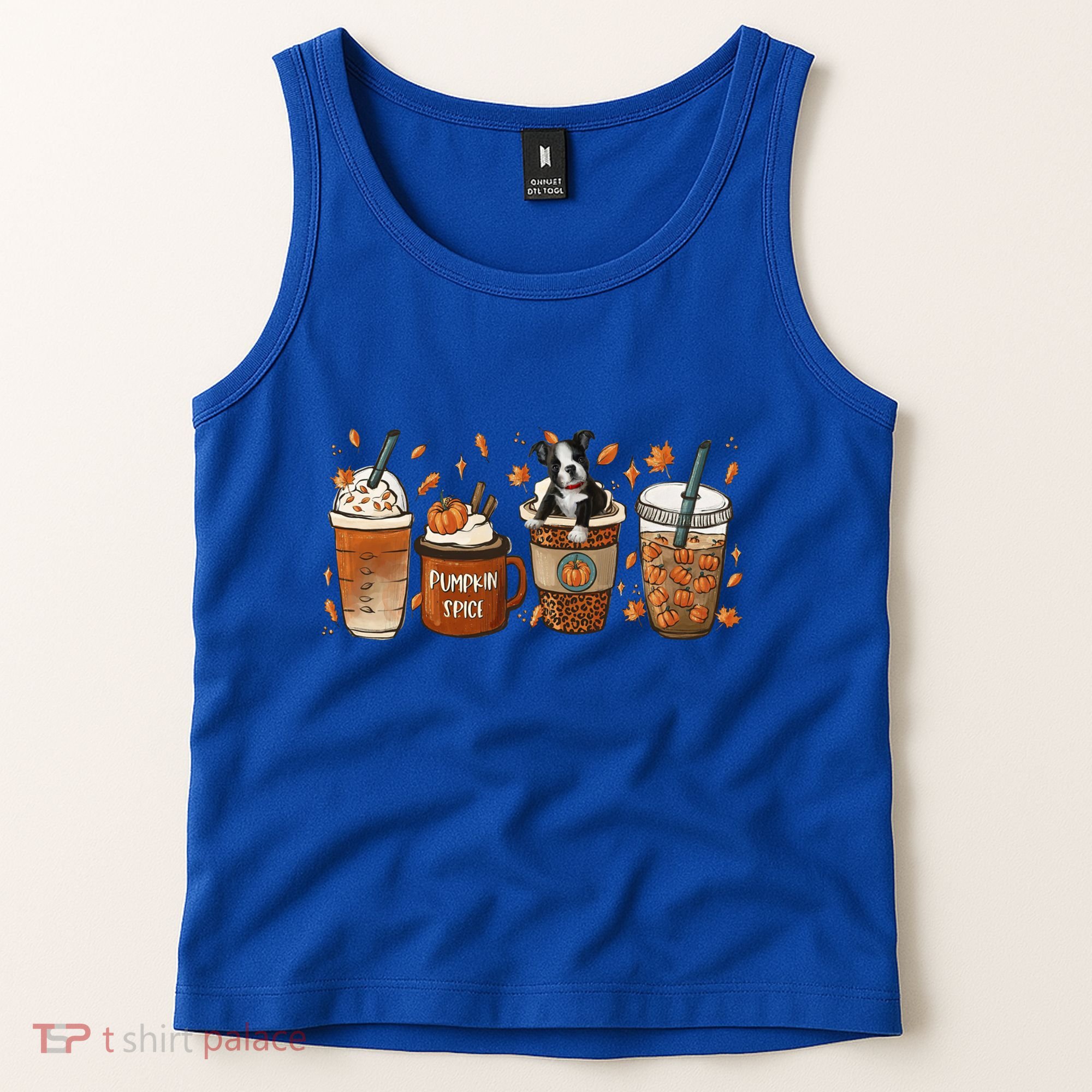 Retro Boston Terriers Lover Pumpkin Spice Coffee Warm Autumn Cool Gift Tank Top