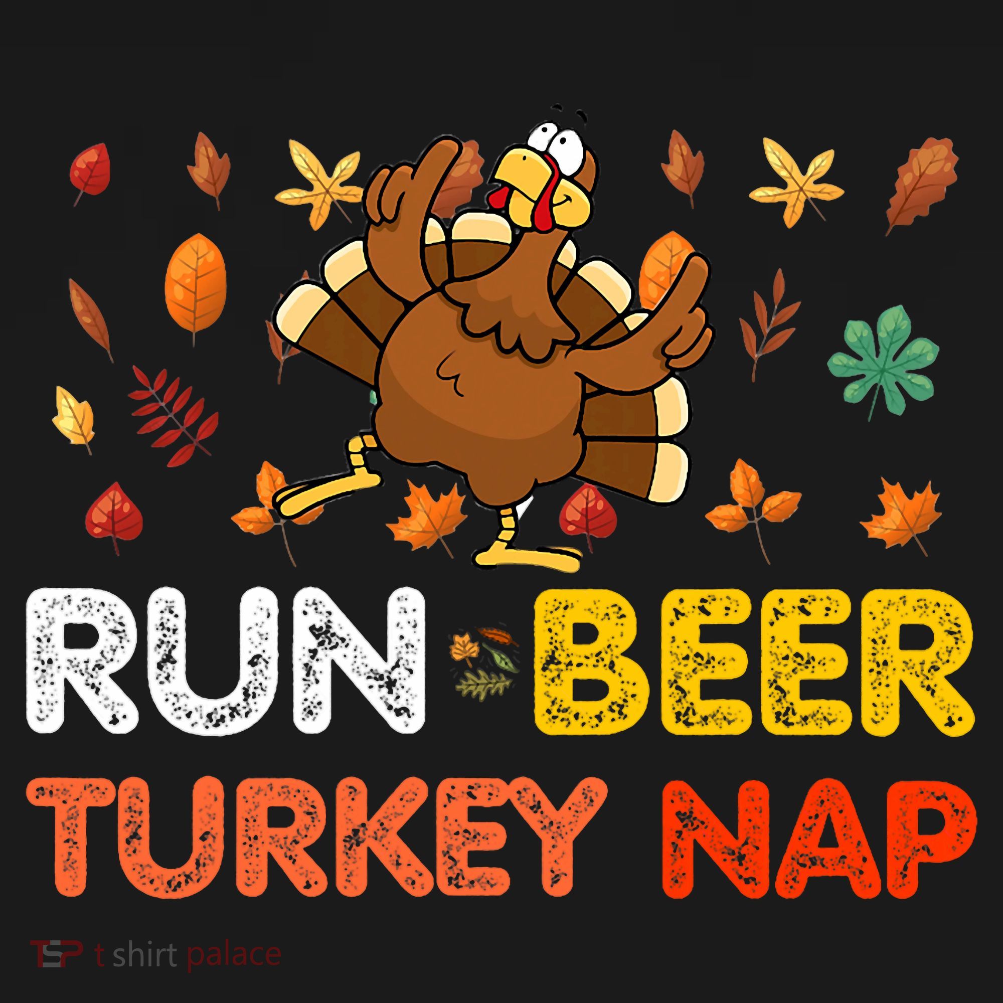 Run Beer Turkey Nap Running Trot Dinner Thanksgiving USA-Made Doggie Bandana