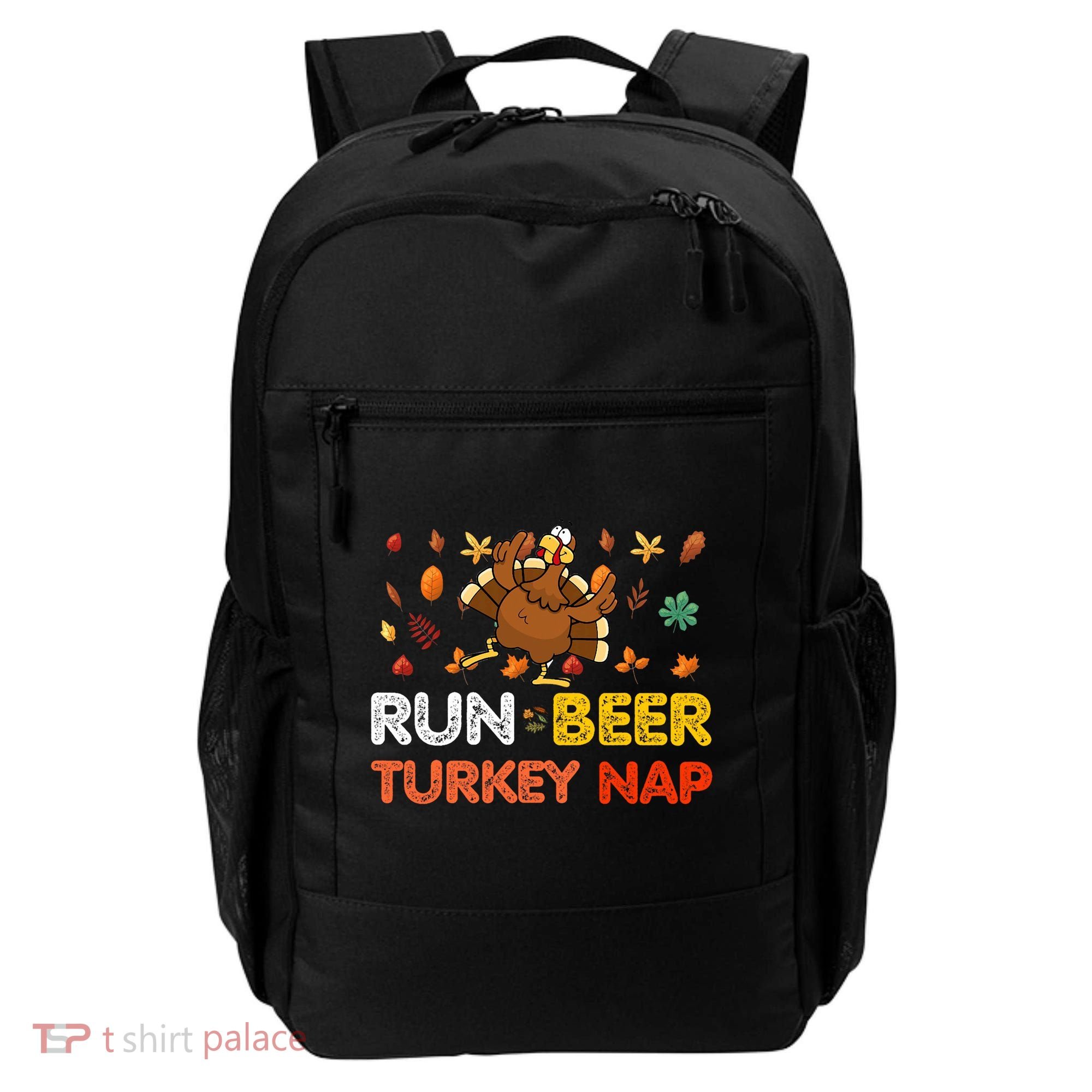 Run Beer Turkey Nap Running Trot Dinner Thanksgiving Backpack
