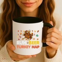 Run Beer Turkey Nap Running Trot Dinner Thanksgiving Coffee Mug thumb 3