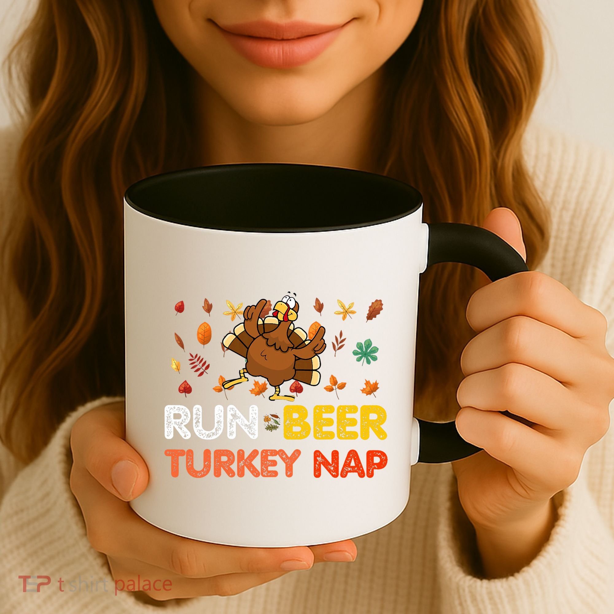Run Beer Turkey Nap Running Trot Dinner Thanksgiving Coffee Mug