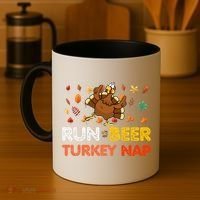 Run Beer Turkey Nap Running Trot Dinner Thanksgiving Coffee Mug thumb 4