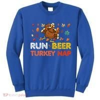 Run Beer Turkey Nap Running Trot Dinner Thanksgiving Sweatshirt thumb 0