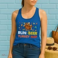 Run Beer Turkey Nap Running Trot Dinner Thanksgiving Women's Tank Top thumb 2
