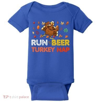 Run Beer Turkey Nap Running Trot Dinner Thanksgiving Baby Bodysuit