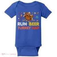 Run Beer Turkey Nap Running Trot Dinner Thanksgiving Baby Bodysuit thumb 0