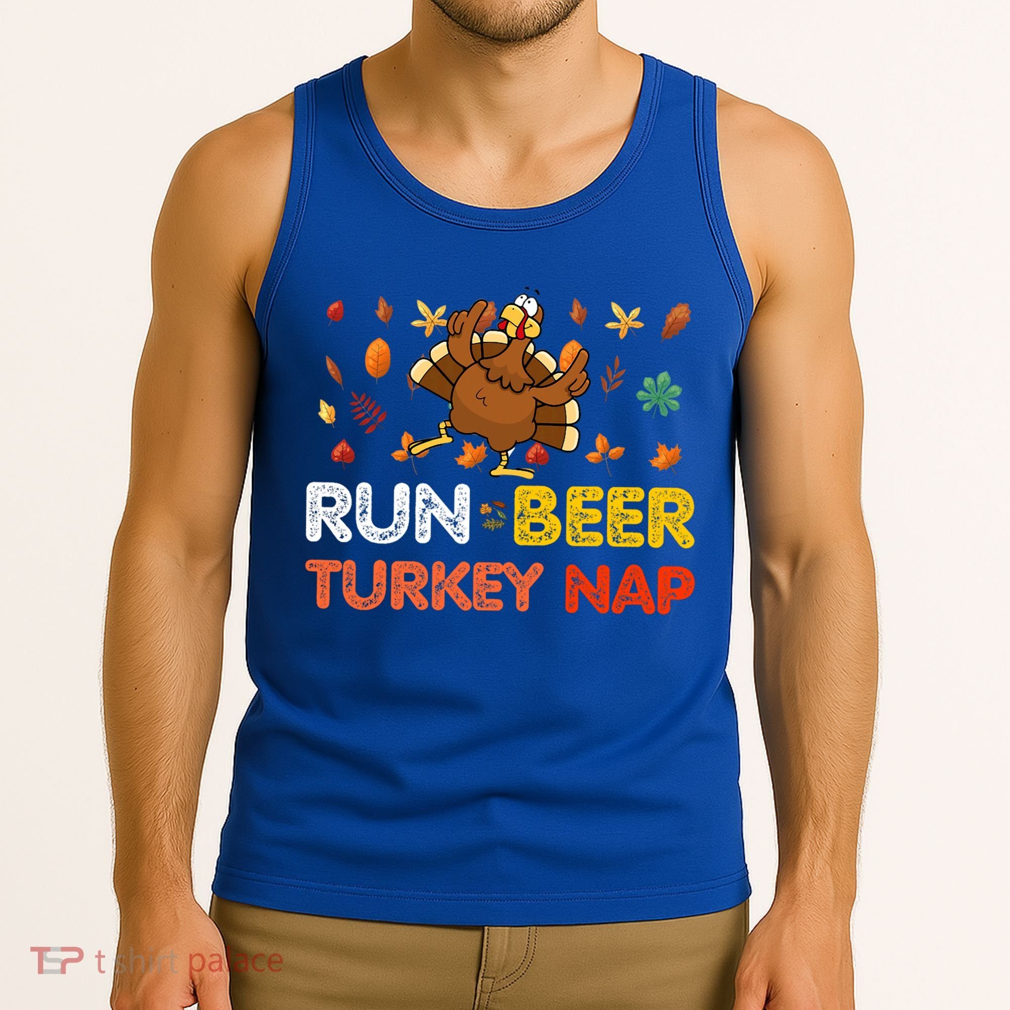 Run Beer Turkey Nap Running Trot Dinner Thanksgiving Tank Top