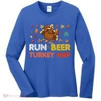 Run Beer Turkey Nap Running Trot Dinner Thanksgiving Women's Long Sleeve Shirt thumb 0