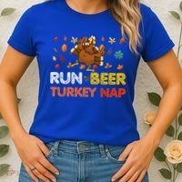 Run Beer Turkey Nap Running Trot Dinner Thanksgiving Women's T-Shirt thumb 2