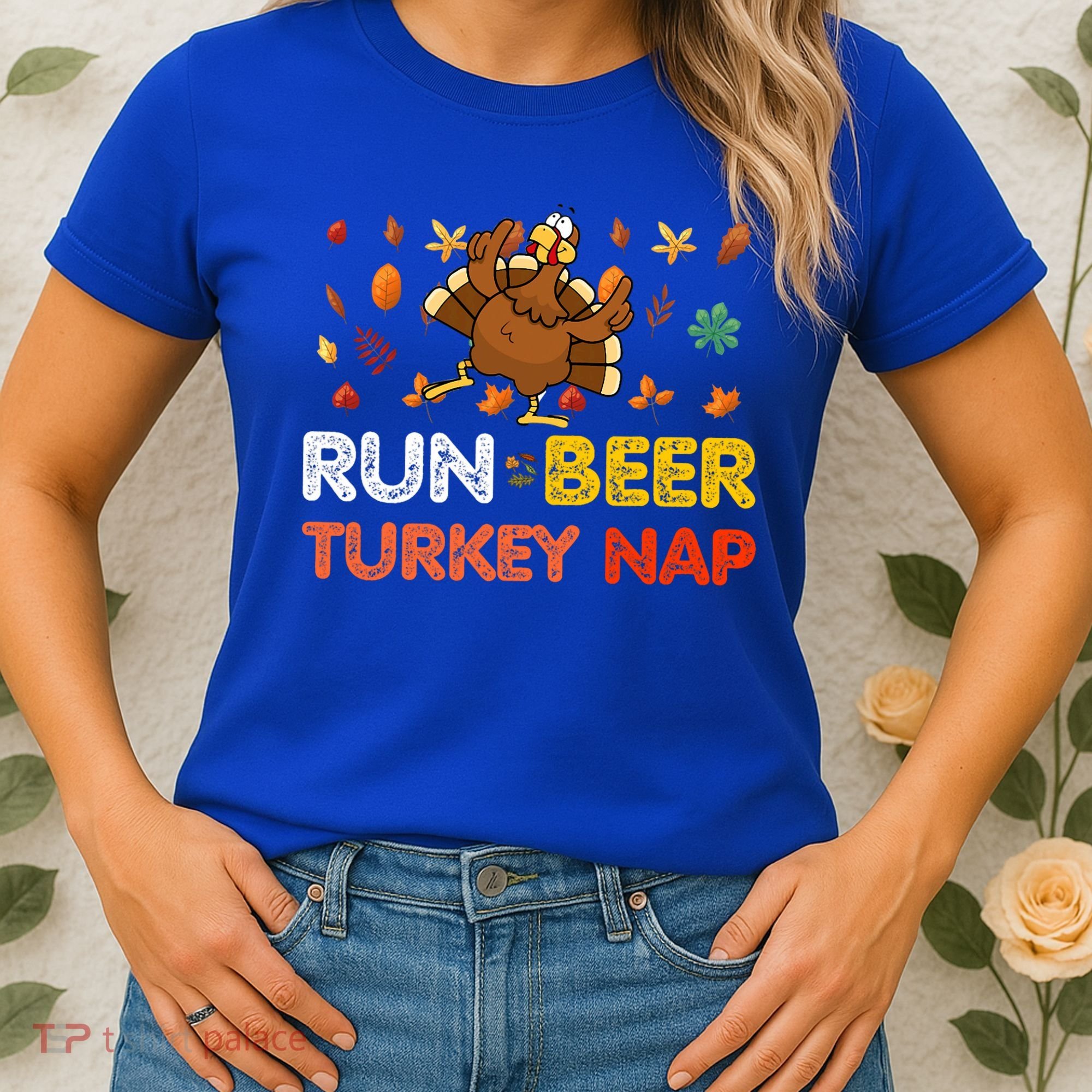 Run Beer Turkey Nap Running Trot Dinner Thanksgiving Women's T-Shirt