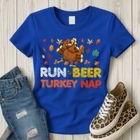 Run Beer Turkey Nap Running Trot Dinner Thanksgiving Women's T-Shirt thumb 3