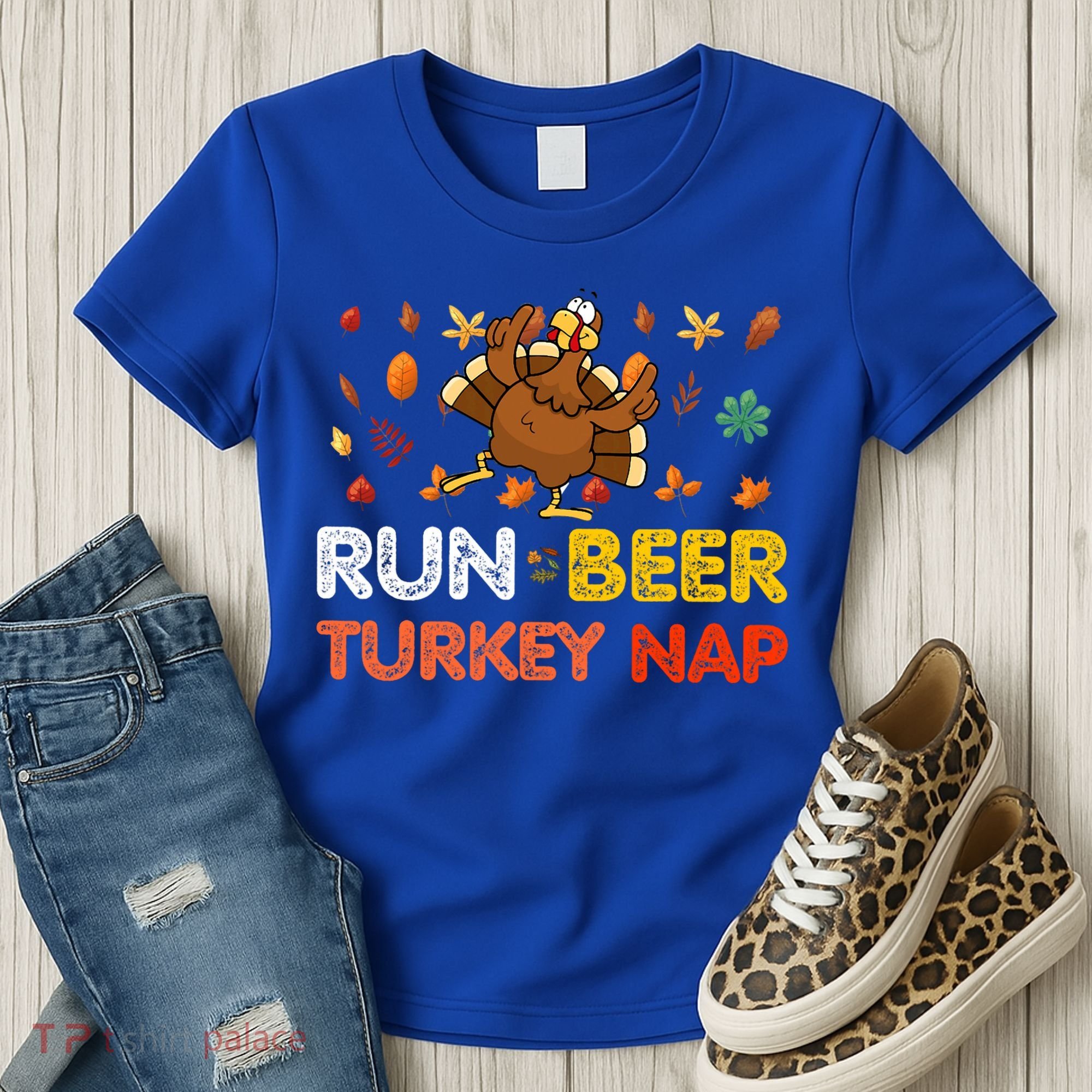 Run Beer Turkey Nap Running Trot Dinner Thanksgiving Women's T-Shirt