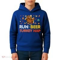 Run Beer Turkey Nap Running Trot Dinner Thanksgiving Kids Hoodie thumb 4