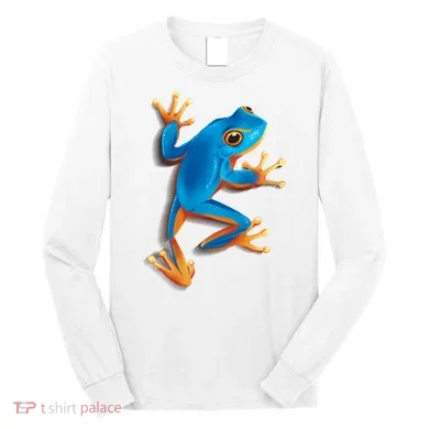 Realistic Blue Tree Frog Long Sleeve Shirt