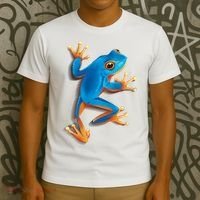 Realistic Blue Tree Frog T-Shirt thumb 3