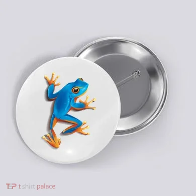 Realistic Blue Tree Frog Button