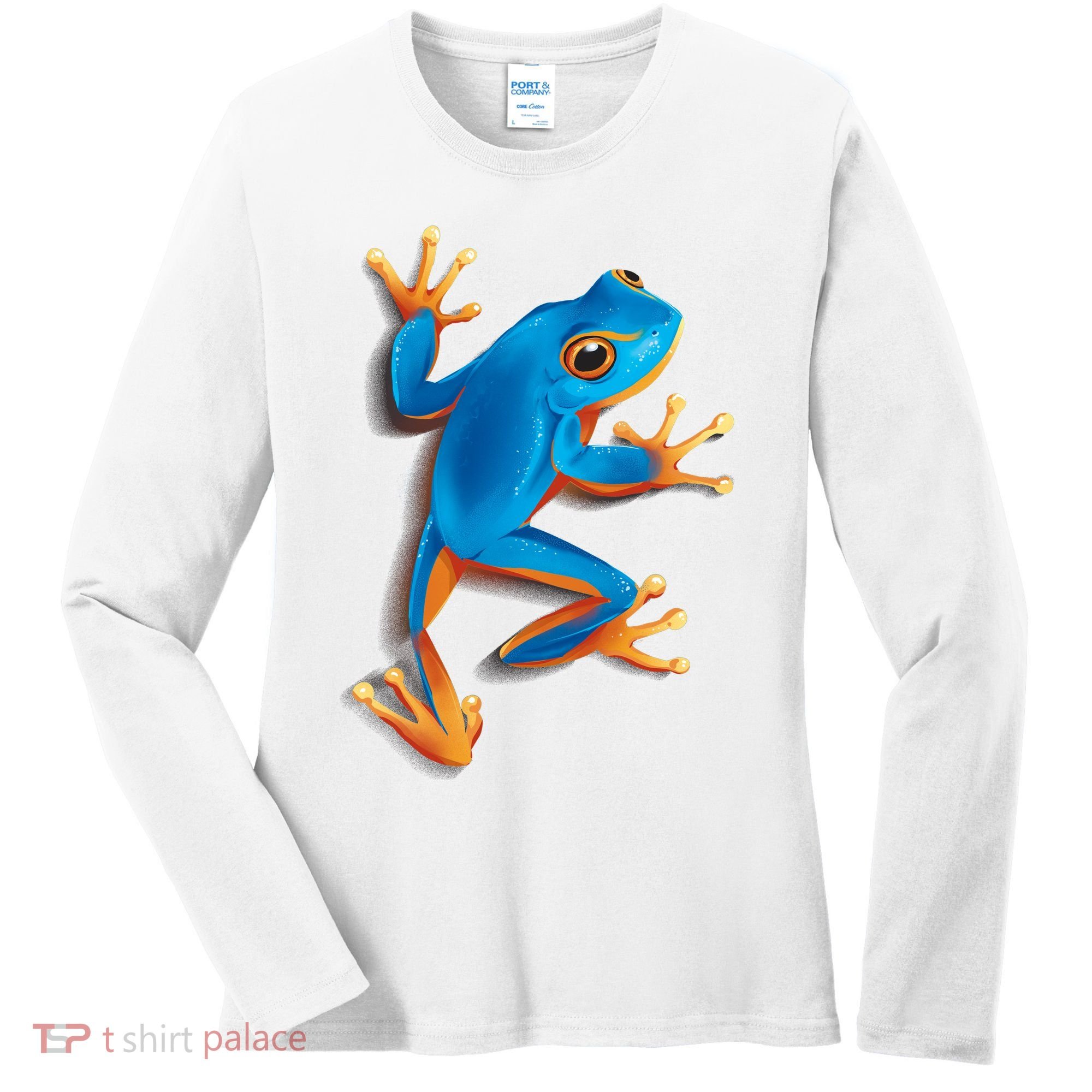 Realistic Blue Tree Frog Women's Long Sleeve Shirt