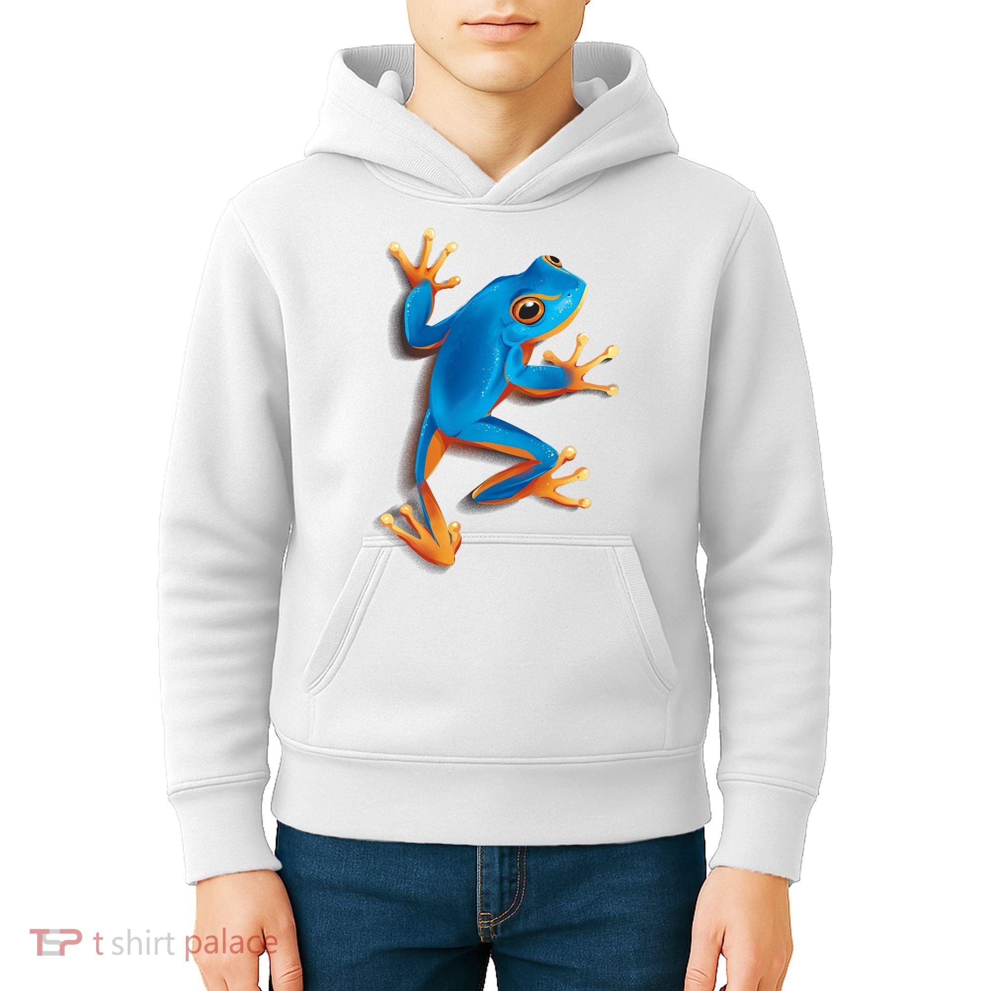 Realistic Blue Tree Frog Kids Hoodie